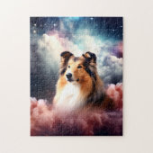 Rough Collie mit Cloud Space Hintergrund Puzzle (Vertikal)