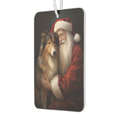 Rough Collie mit dem Weihnachtsmann Feierliche Wei Autolufterfrischer (Links)