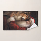 Rough Collie mit dem Weihnachtsmann Feierliche Wei Badhandtuch Set (Handtuch)