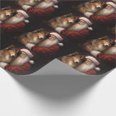 Rough Collie mit dem Weihnachtsmann Feierliche Wei Geschenkpapier (Ecke)