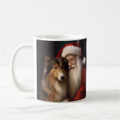 Rough Collie mit dem Weihnachtsmann Feierliche Wei Kaffeetasse (Links)