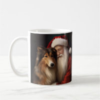 Rough Collie mit dem Weihnachtsmann Feierliche Wei