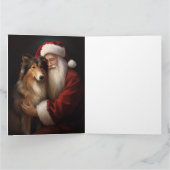 Rough Collie mit dem Weihnachtsmann Feierliche Wei Karte (Innenseite)