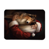 Rough Collie mit dem Weihnachtsmann Feierliche Wei Magnet (Horizontal)