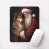 Rough Collie mit dem Weihnachtsmann Feierliche Wei Mousepad (Mit Mouse)