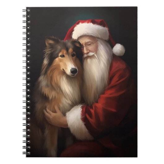 Rough Collie mit dem Weihnachtsmann Feierliche Wei Notizblock (Vorderseite)