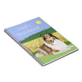 Rough Collie mit Feldern Notebook Notizblock (Rechte Seite)