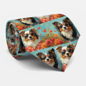 Rough Collie mit Heart Rose Valentinstag Krawatte (Gerollt)
