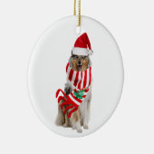 Rough Collie mit Hutschuh Weihnachten Keramik Ornament (Rechts)