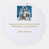 Rough Collie mit Snowman Christmas Ornament Karte (Rückseite)