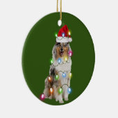 Rough Collie mit Weihnachtssaftler-Weihnachtsmannm Keramik Ornament (Rechts)