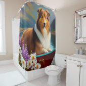 Rough Collie on a Paddle: Ein Landschaftliches Abe Duschvorhang (Beispiel)
