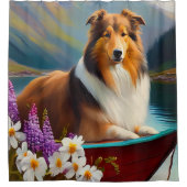 Rough Collie on a Paddle: Ein Landschaftliches Abe Duschvorhang (Vorderseite)