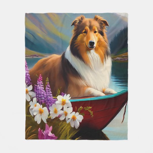Rough Collie on a Paddle: Ein Landschaftliches Abe Fleecedecke (Vorderseite)