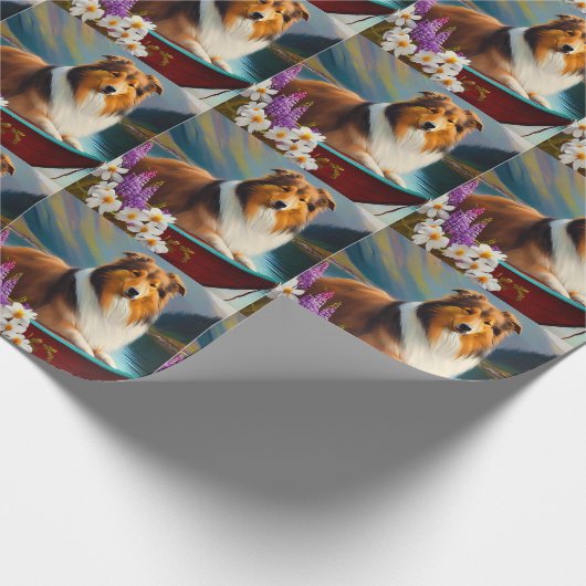 Rough Collie on a Paddle: Ein Landschaftliches Abe Geschenkpapier (Ecke)