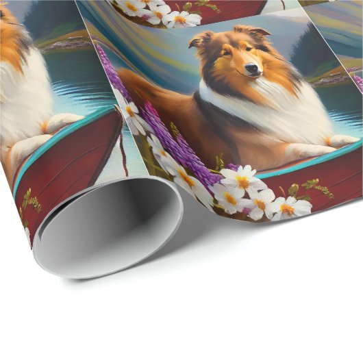 Rough Collie on a Paddle: Ein Landschaftliches Abe Geschenkpapier (Rolleneckpunkt)