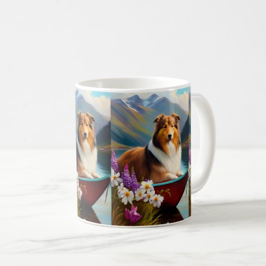 Rough Collie on a Paddle: Ein Landschaftliches Abe Kaffeetasse (VorderseiteRechts)