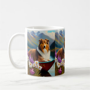 Rough Collie on a Paddle: Ein Landschaftliches Abe Kaffeetasse