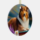Rough Collie on a Paddle: Ein Landschaftliches Abe Keramik Ornament (Rechts)