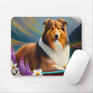 Rough Collie on a Paddle: Ein Landschaftliches Abe Mousepad