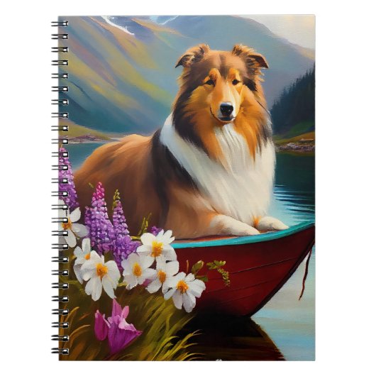 Rough Collie on a Paddle: Ein Landschaftliches Abe Notizblock (Vorderseite)