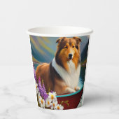 Rough Collie on a Paddle: Ein Landschaftliches Abe Pappbecher (Rückseite)