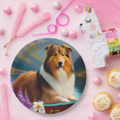 Rough Collie on a Paddle: Ein Landschaftliches Abe Pappteller (Party)
