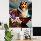 Rough Collie on a Paddle: Ein Landschaftliches Abe Poster (Heimbüro)