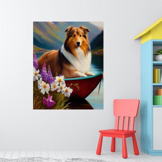 Rough Collie on a Paddle: Ein Landschaftliches Abe Poster (Kinderzimmer 1)