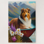 Rough Collie on a Paddle: Ein Landschaftliches Abe Puzzle (Vertikal)