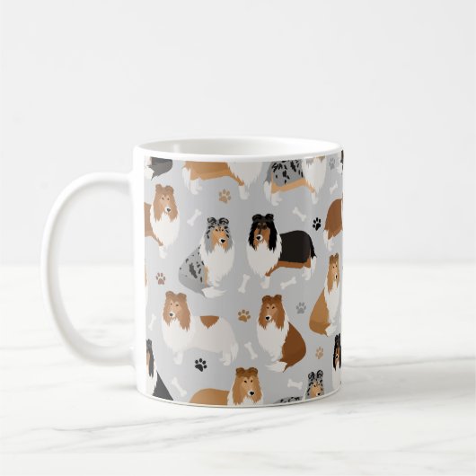 Rough Collie Paws and Bones Coffee Tasse (Links)