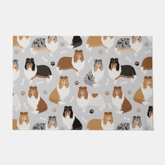 Rough Collie Paws and Bones Doormat Fußmatte (Vorderseite)