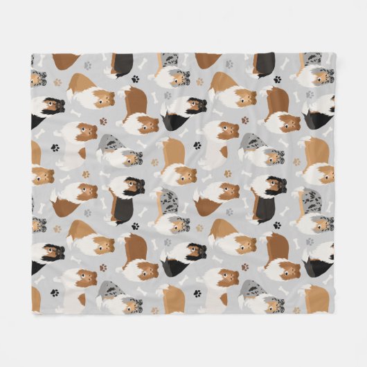 Rough Collie Paws and Bones Fleece Blanket (Vorderseite (Horizontal))