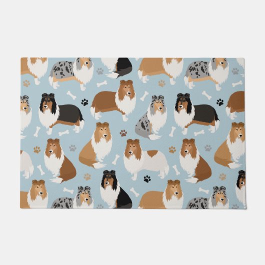 Rough Collie Paws and Bones Fußmatte (Vorderseite)