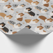 Rough Collie Paws and Bones Geschenkpapier (Ecke)
