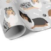 Rough Collie Paws and Bones Geschenkpapier (Rolleneckpunkt)