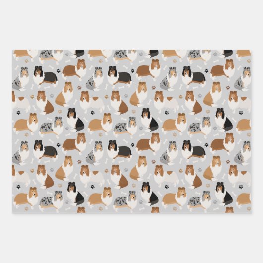 Rough Collie Paws and Bones Geschenkpapier Set (Vorderseite 2)