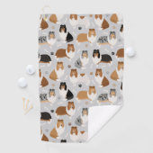 Rough Collie Paws and Bones Golf Towel Golfhandtuch (Insitu)