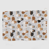 Rough Collie Paws and Bones Golf Towel Golfhandtuch (Horizontal)