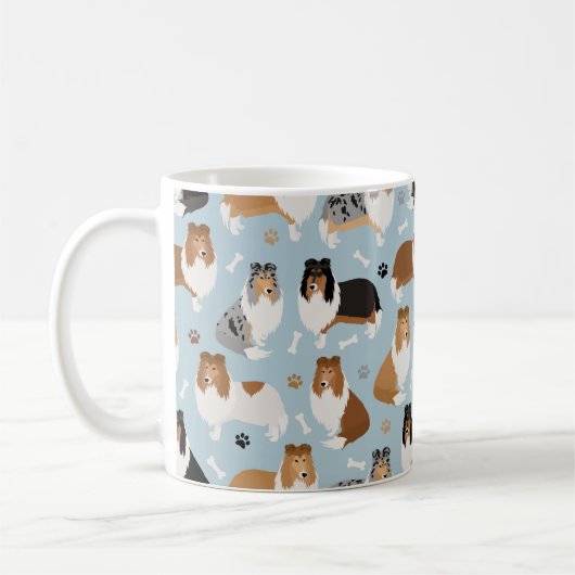 Rough Collie Paws and Bones Kaffeetasse (Links)
