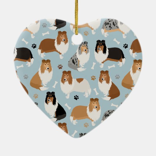 Rough Collie Paws and Bones Keramik Ornament (Hinten)