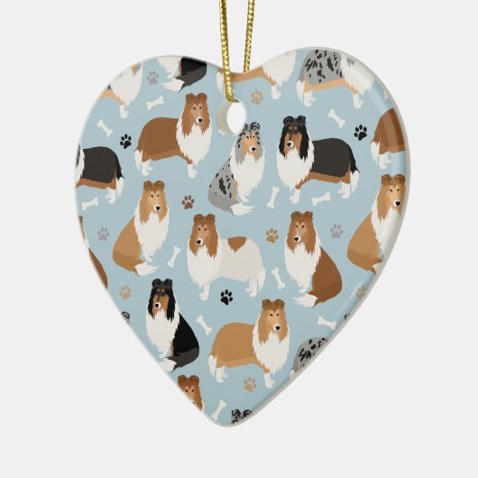 Rough Collie Paws and Bones Keramik Ornament (Links)