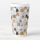 Rough Collie Paws and Bones Latte Tasse (Vorderseite)