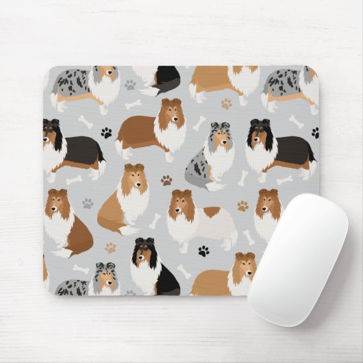 Rough Collie Paws and Bones Mouse Pad Mousepad (Mit Mouse)
