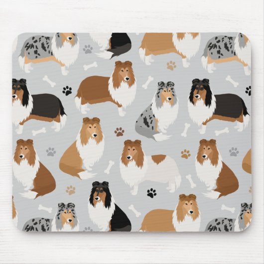 Rough Collie Paws and Bones Mouse Pad Mousepad (Vorne)