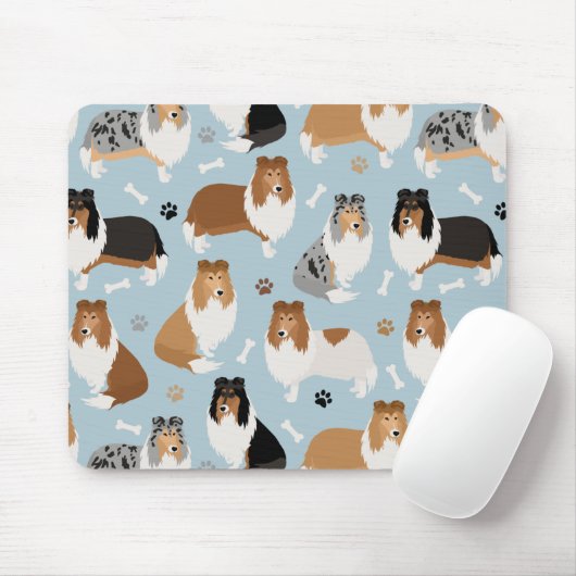 Rough Collie Paws and Bones Mousepad (Mit Mouse)