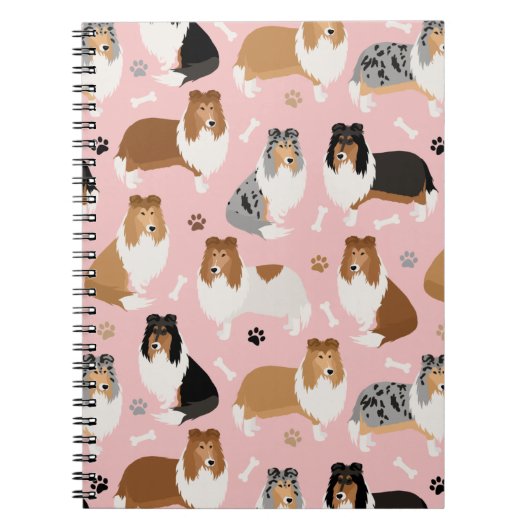 Rough Collie Paws and Bones Notebook Notizblock (Vorderseite)