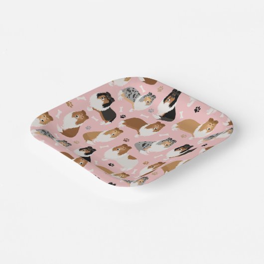 Rough Collie Paws and Bones Paper Tellers Pappteller (Gewinkelt)