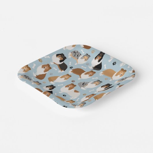 Rough Collie Paws and Bones Paper Tellers Pappteller (Gewinkelt)