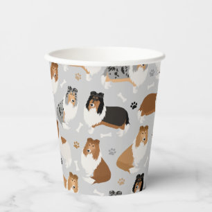 Rough Collie Paws and Bones Pappbecher